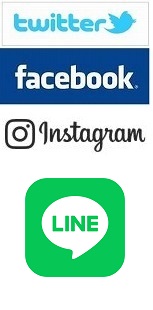 ツイッター、フェイスブック、インスタグラム、ラインのロゴ