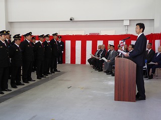 写真：第3分団消防ポンプ車新車配備式の様子