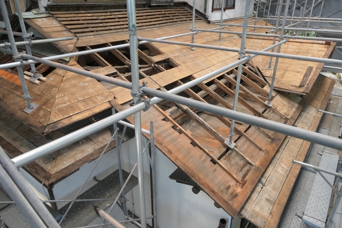 附上屋 野地板一部取外し